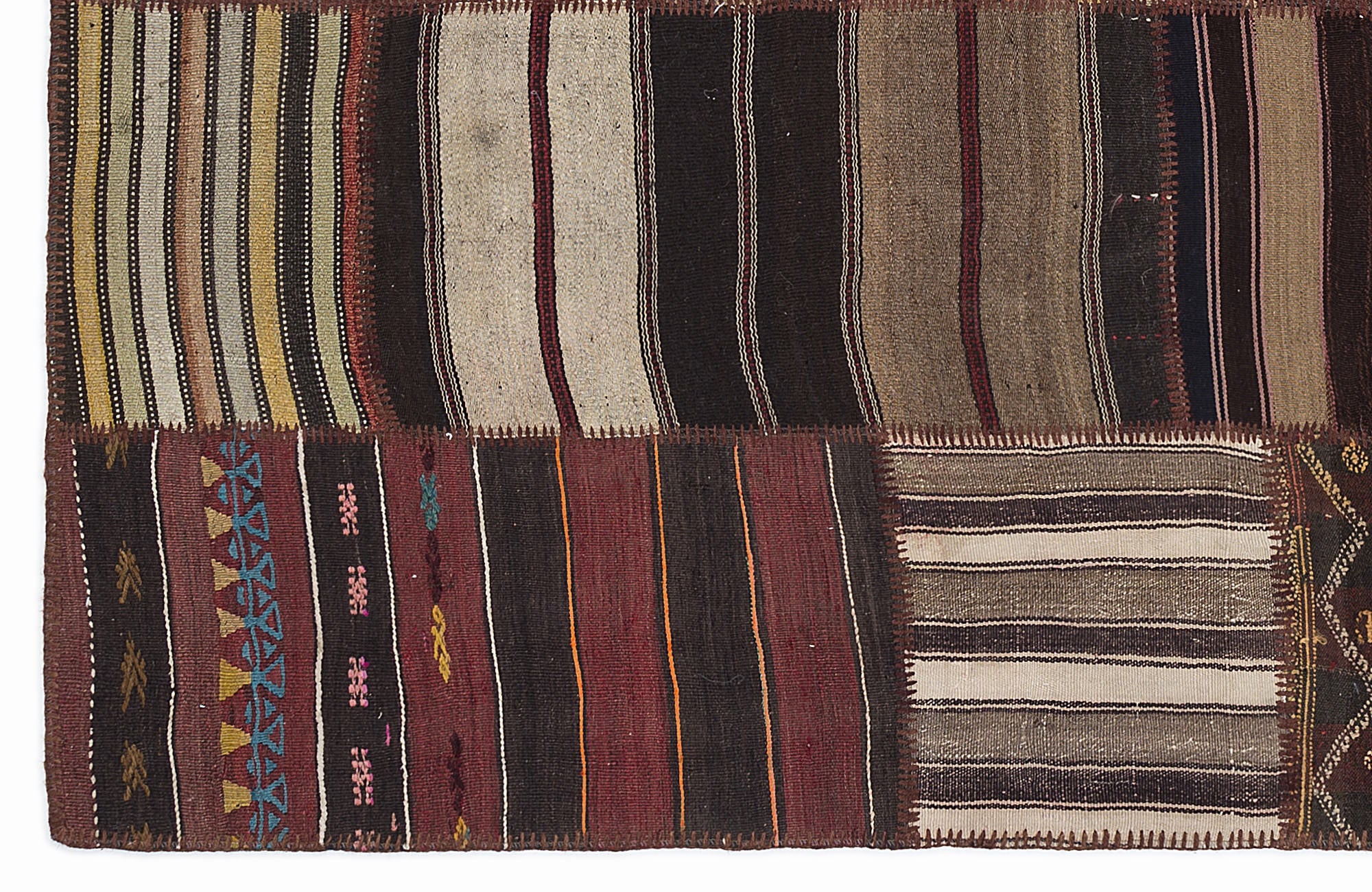 Teselya 1070 Brown Vintage Wool Handmade Area Rug 5'3" x 7'7"