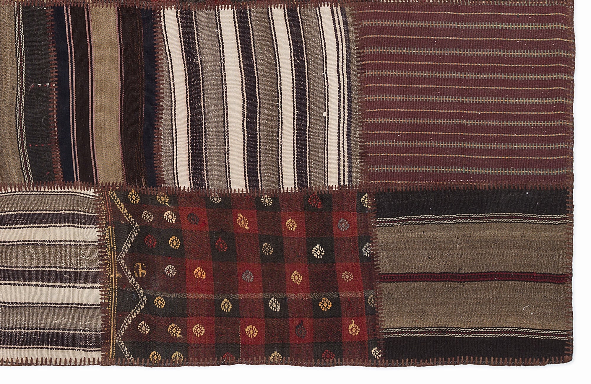 Teselya 1070 Brown Vintage Wool Handmade Area Rug 5'3" x 7'7"