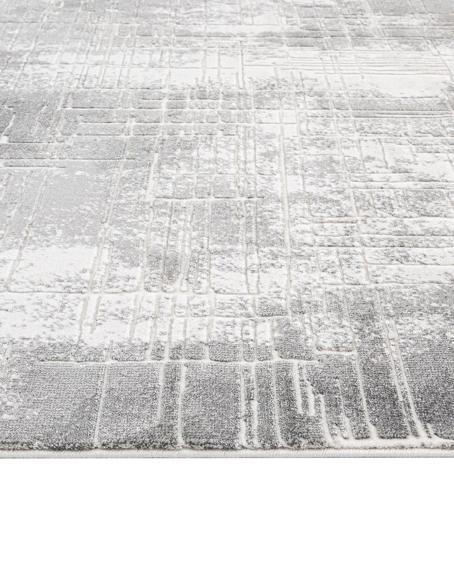 Grey Striped Area Rug - Machine Made Rug with 8 mm Pile Height, Soft Touch Acrylic Fiber