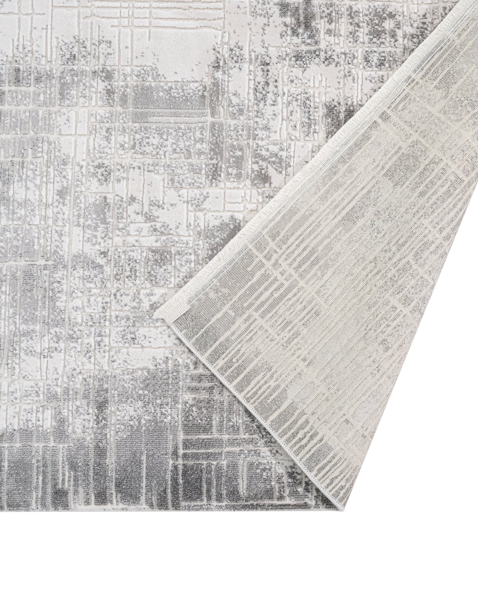 Grey Striped Area Rug - Machine Made Rug with 8 mm Pile Height, Soft Touch Acrylic Fiber