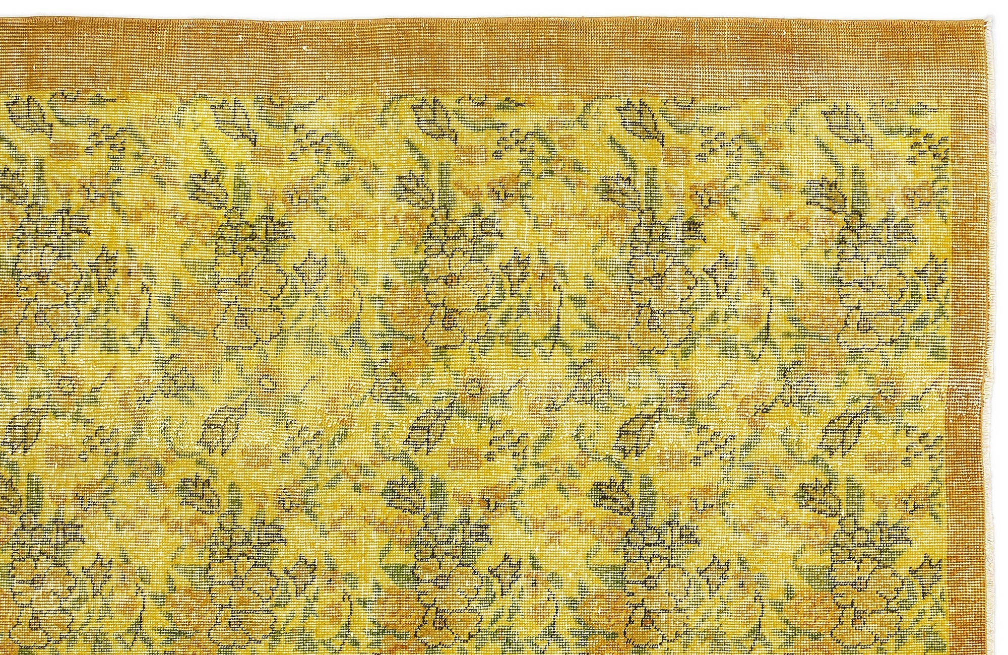 Atina Yellow Vintage Wool Handmade Area Rug 3'8" x 6'8"