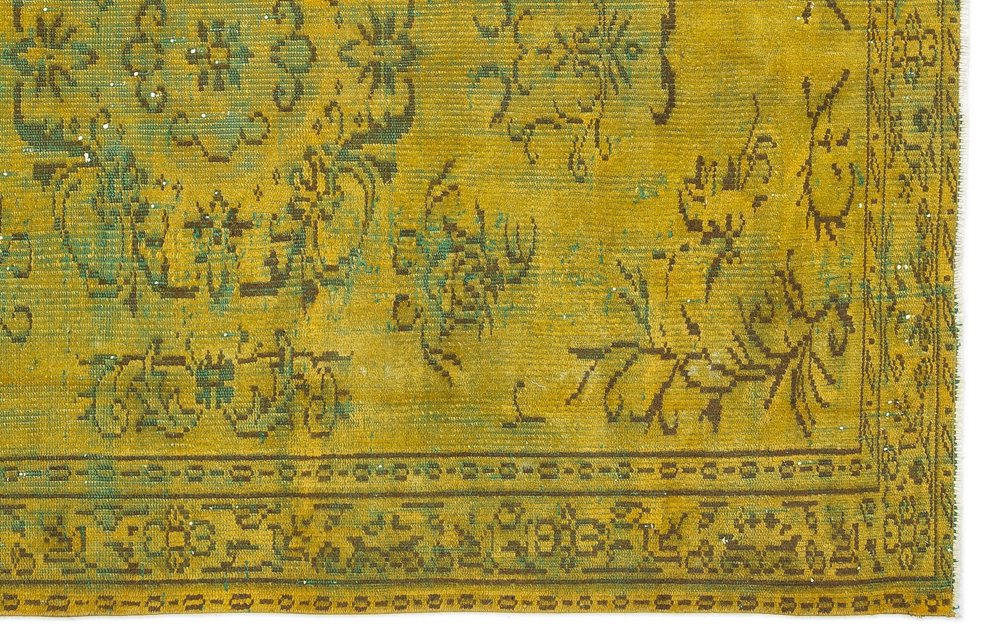 Atina Yellow Vintage Wool Handmade Area Rug 5'1" x 7'9"