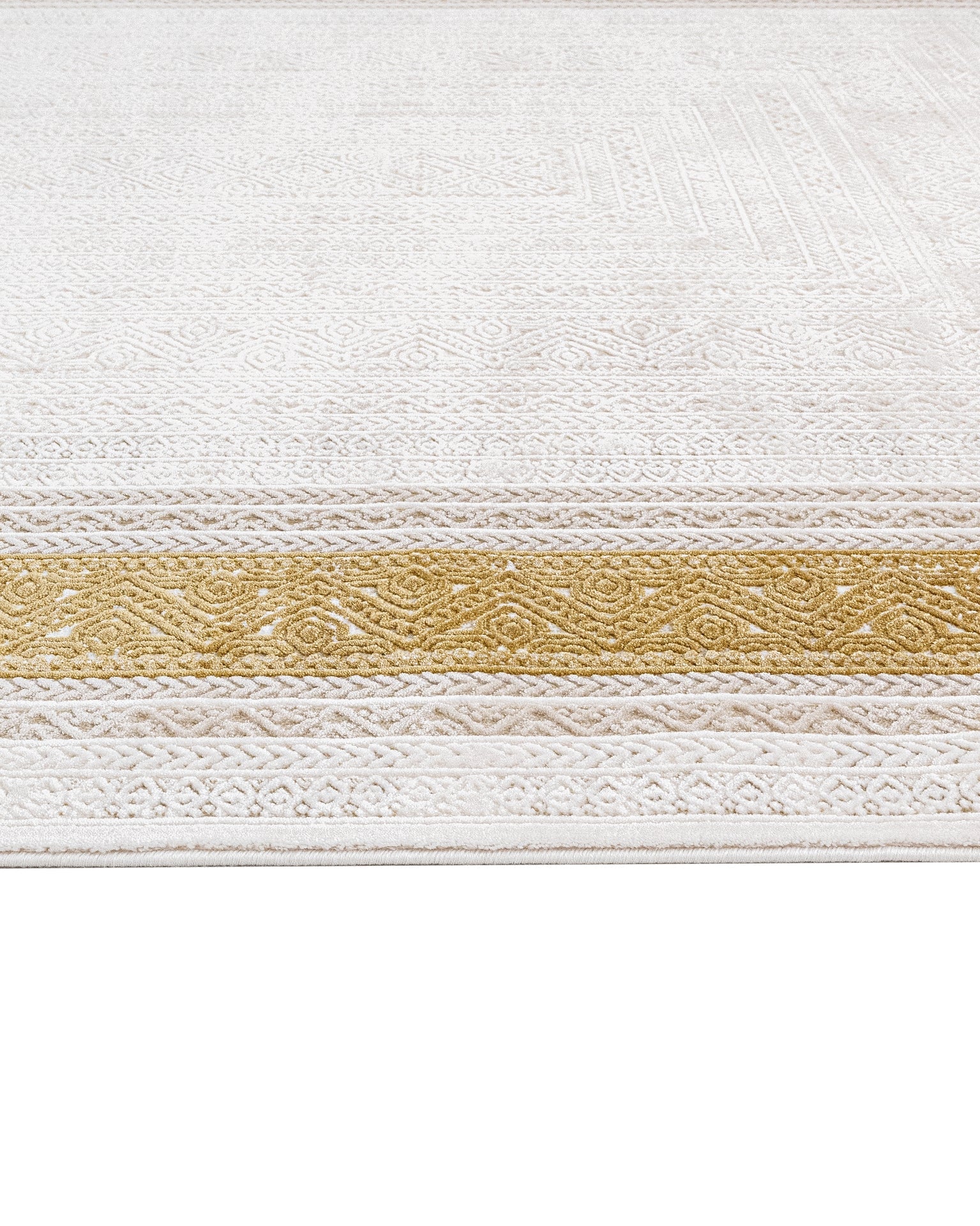 Gold Frame Area Rug – Machine Made Rug with Soft Touch Acrylic Yarn, 8 mm Pile Height