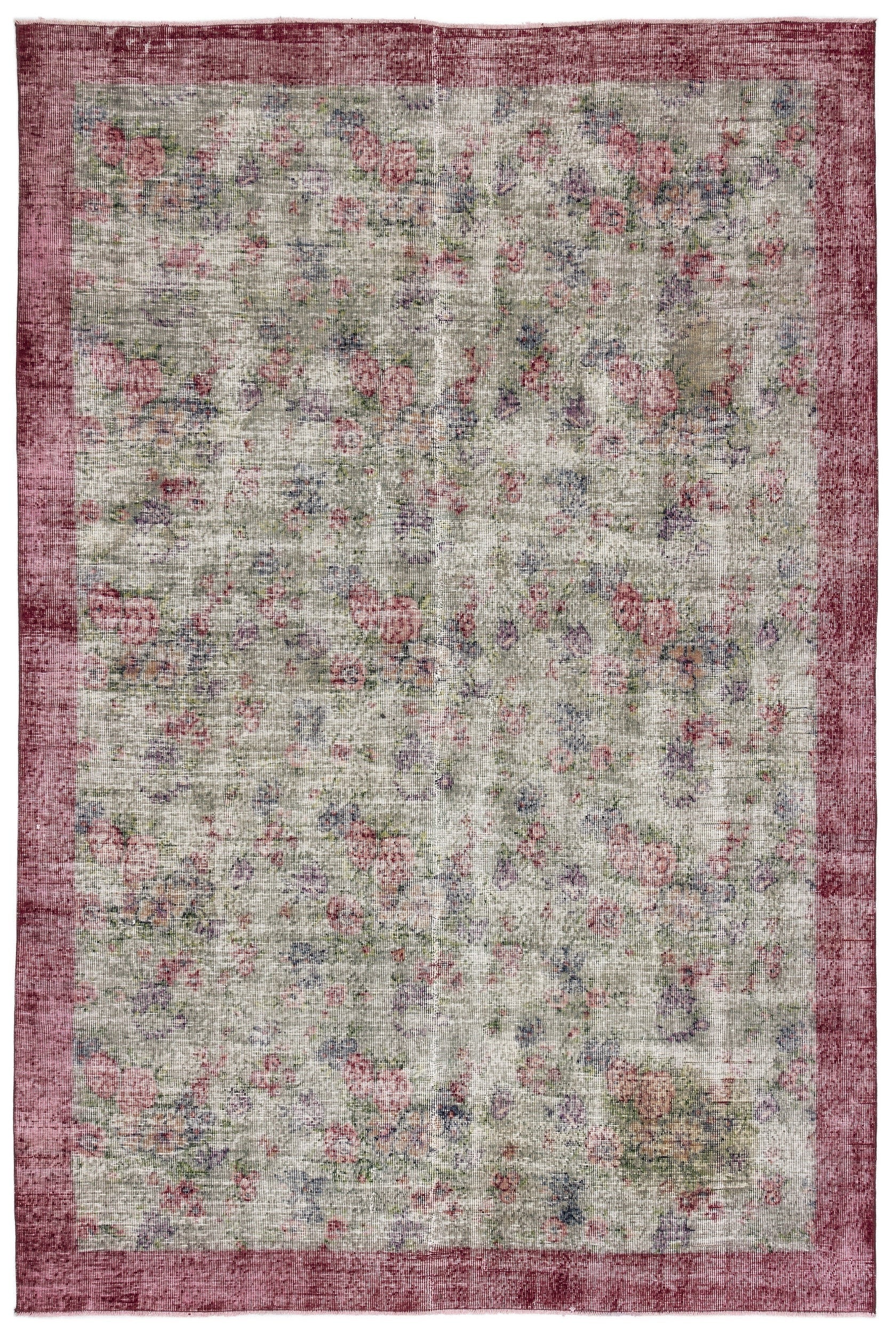 Atina Cream Vintage Wool Handmade Area Rug 6'8" x 9'10"