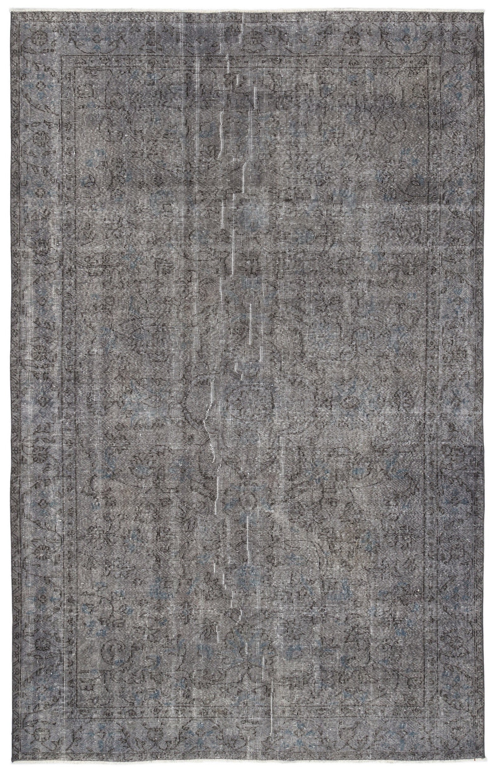 Atina Grey Vintage Wool Handmade Area Rug 6'0" x 9'8"
