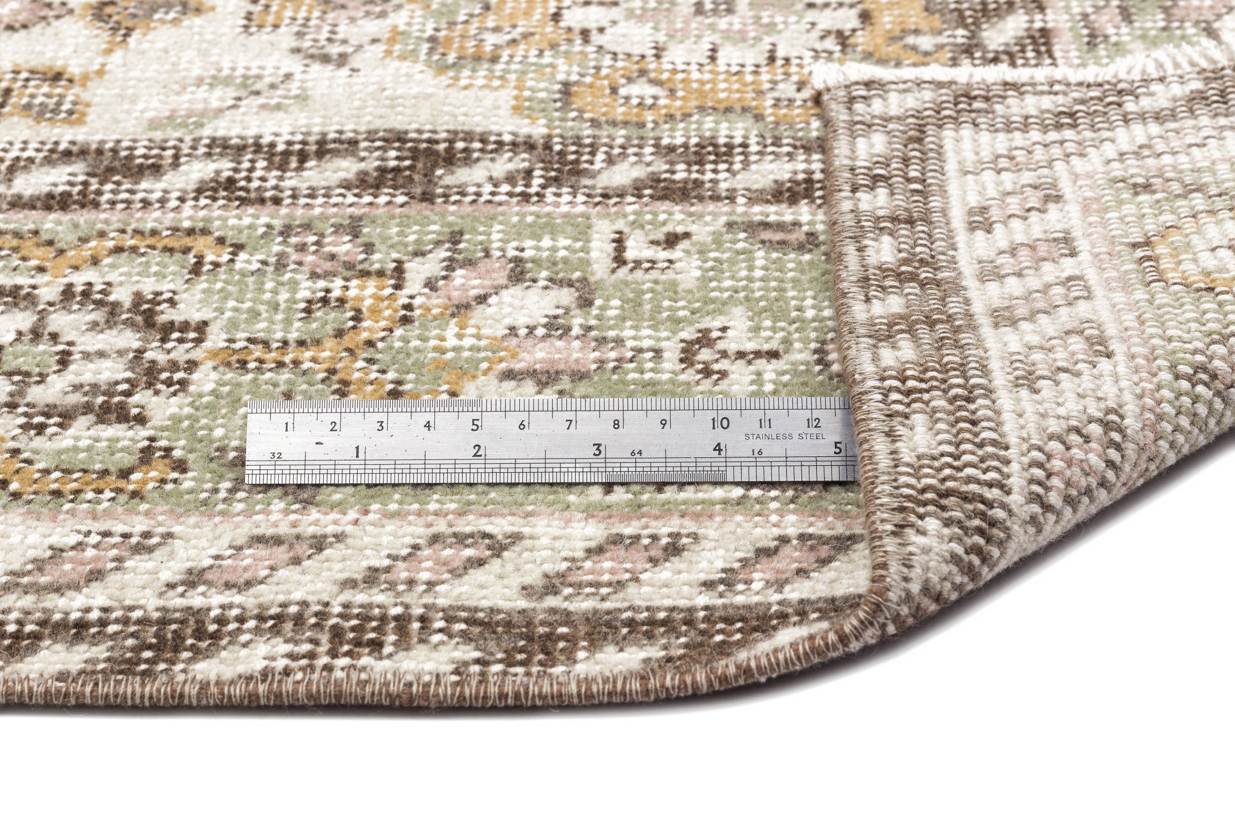 Atina Beige Vintage Wool Handmade Area Rug 6'1" x 10'0"