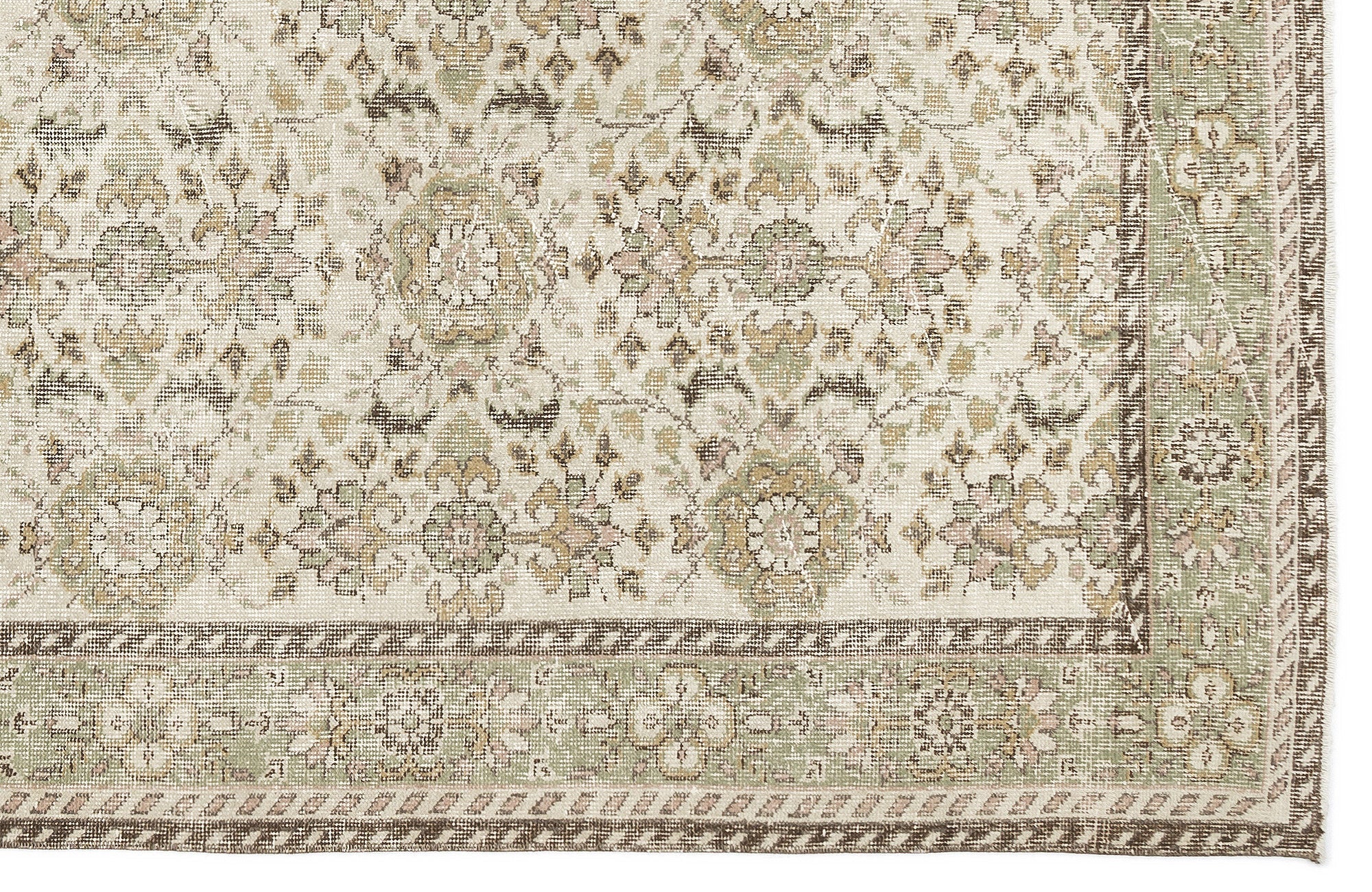 Atina Beige Vintage Wool Handmade Area Rug 6'1" x 10'0"