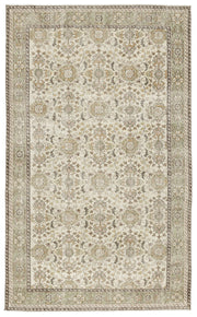Atina Beige Vintage Wool Handmade Area Rug 6'1" x 10'0"
