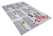 Kids Digital Print Rug - Gray Figured Pattern Non Slip Washable Carpet