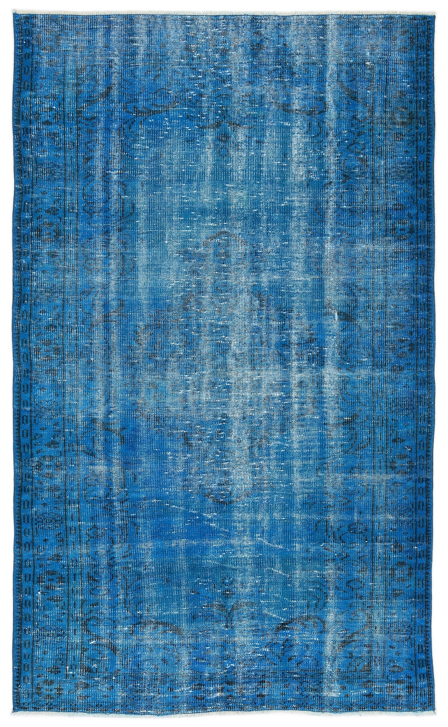 Atina Turquoise Vintage Wool Handmade Area Rug 4'8" x 7'10"
