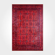 Chenille Cotton Area Rug – Washable Non Slip Red Frame Rug for Living Room