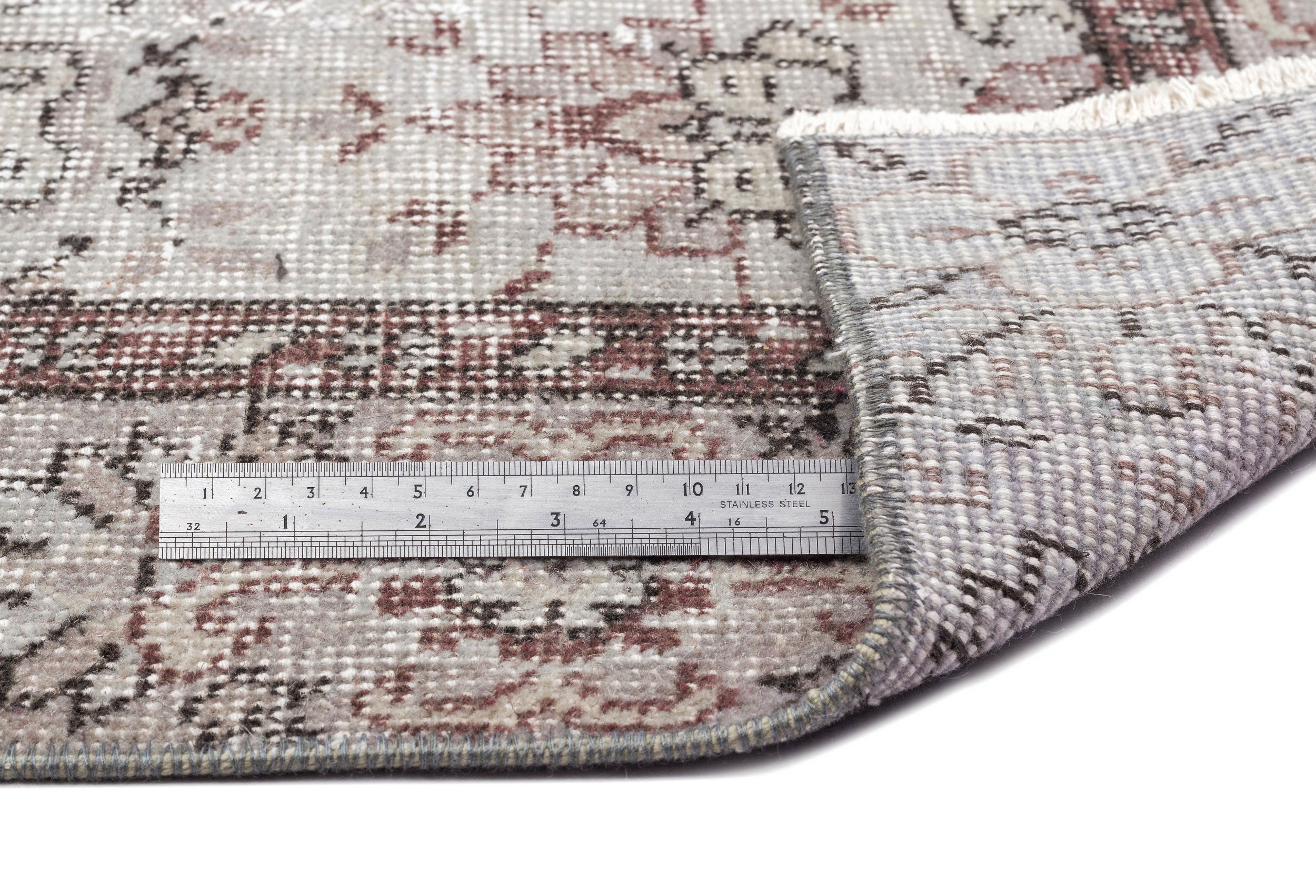 Atina Beige Vintage Wool Handmade Area Rug 5'3" x 9'1"