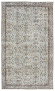 Atina Beige Vintage Wool Handmade Area Rug 5'3" x 9'1"