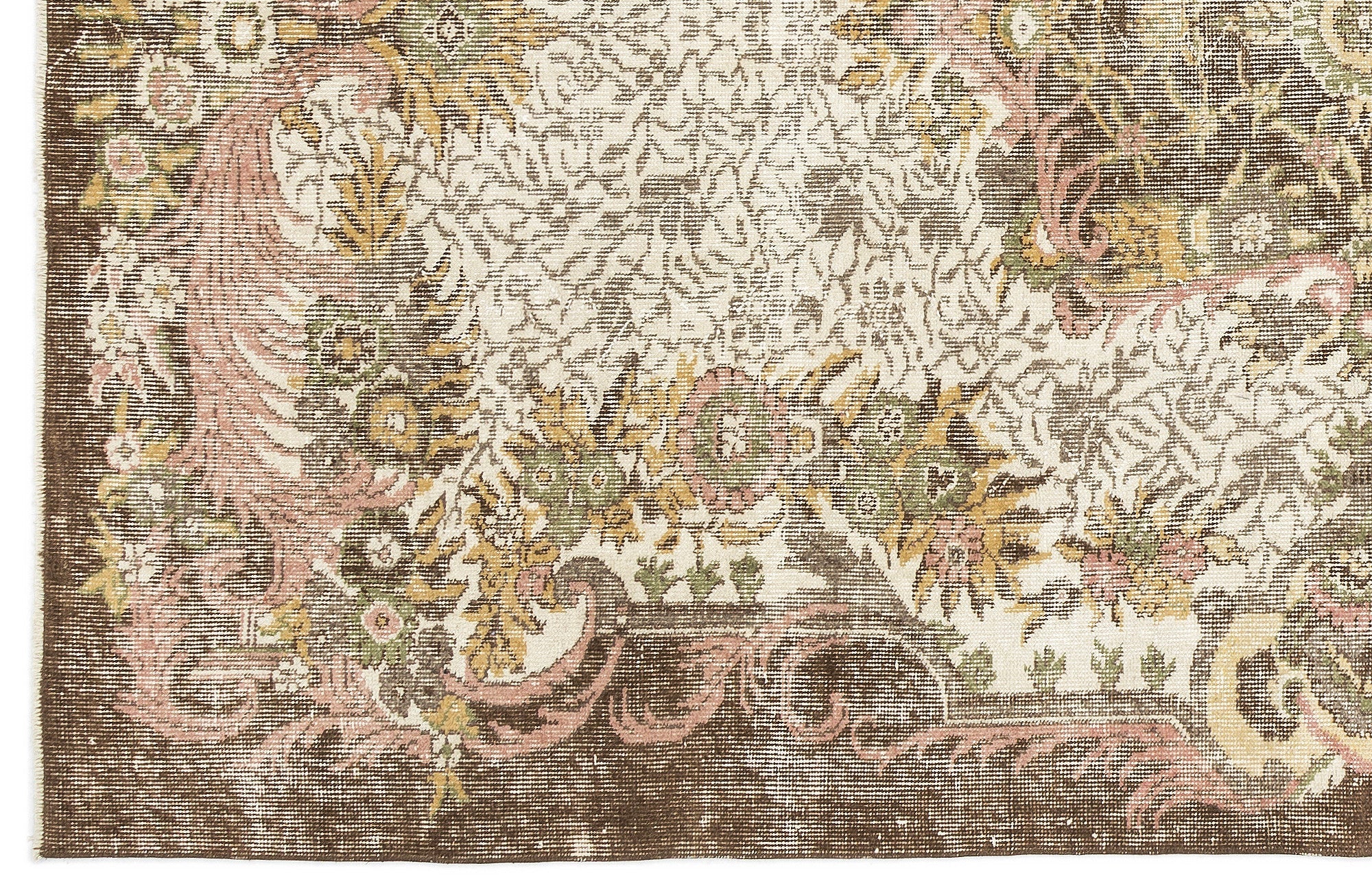 Atina Beige Vintage Wool Handmade Area Rug 6'2" x 8'10"