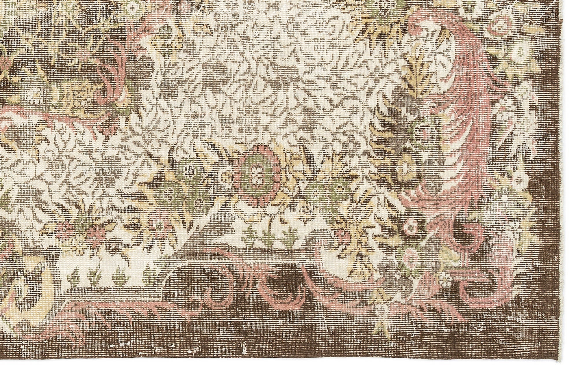Atina Beige Vintage Wool Handmade Area Rug 6'2" x 8'10"