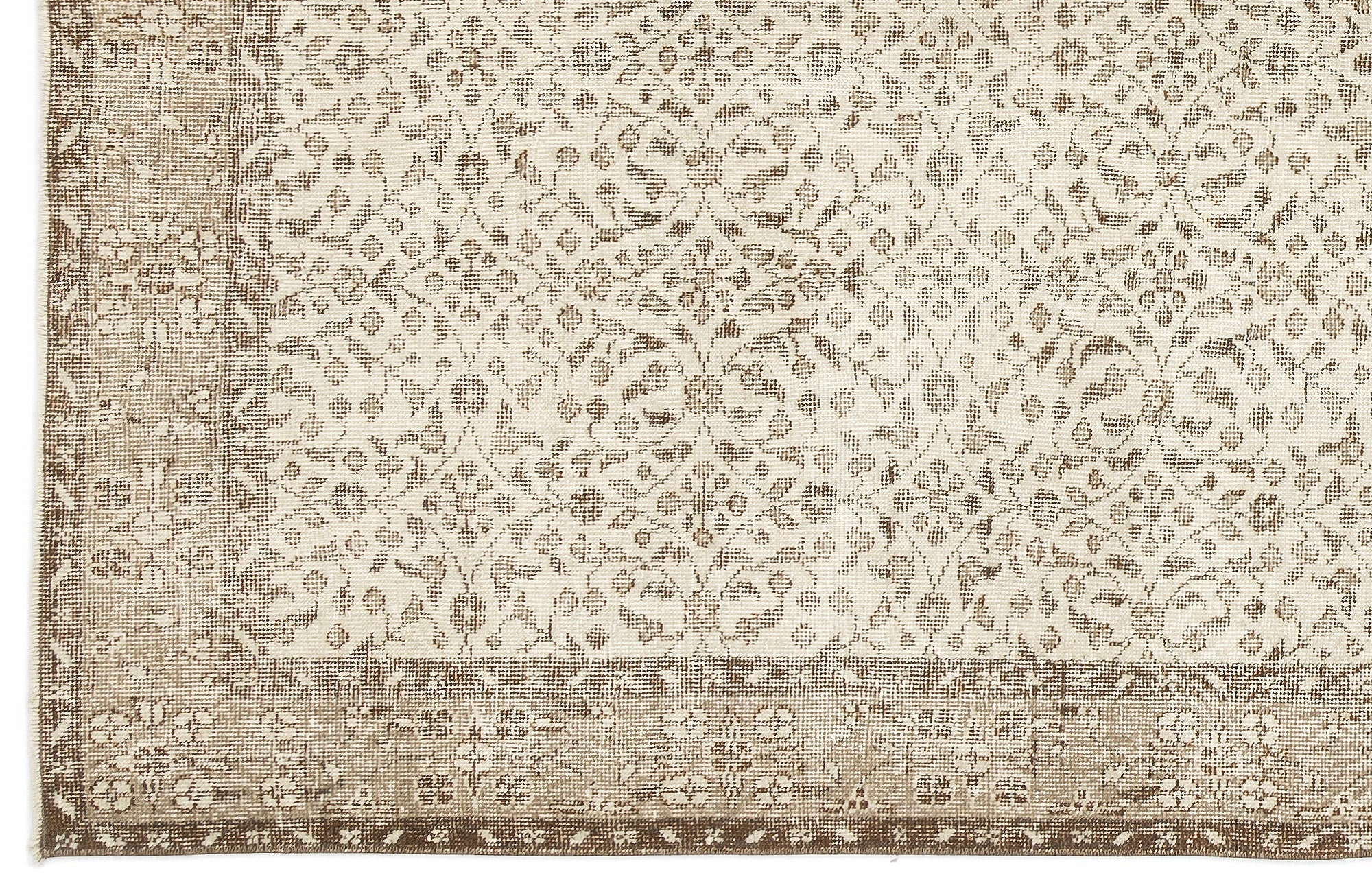 Atina Beige Vintage Wool Handmade Area Rug 5'8" x 9'7"