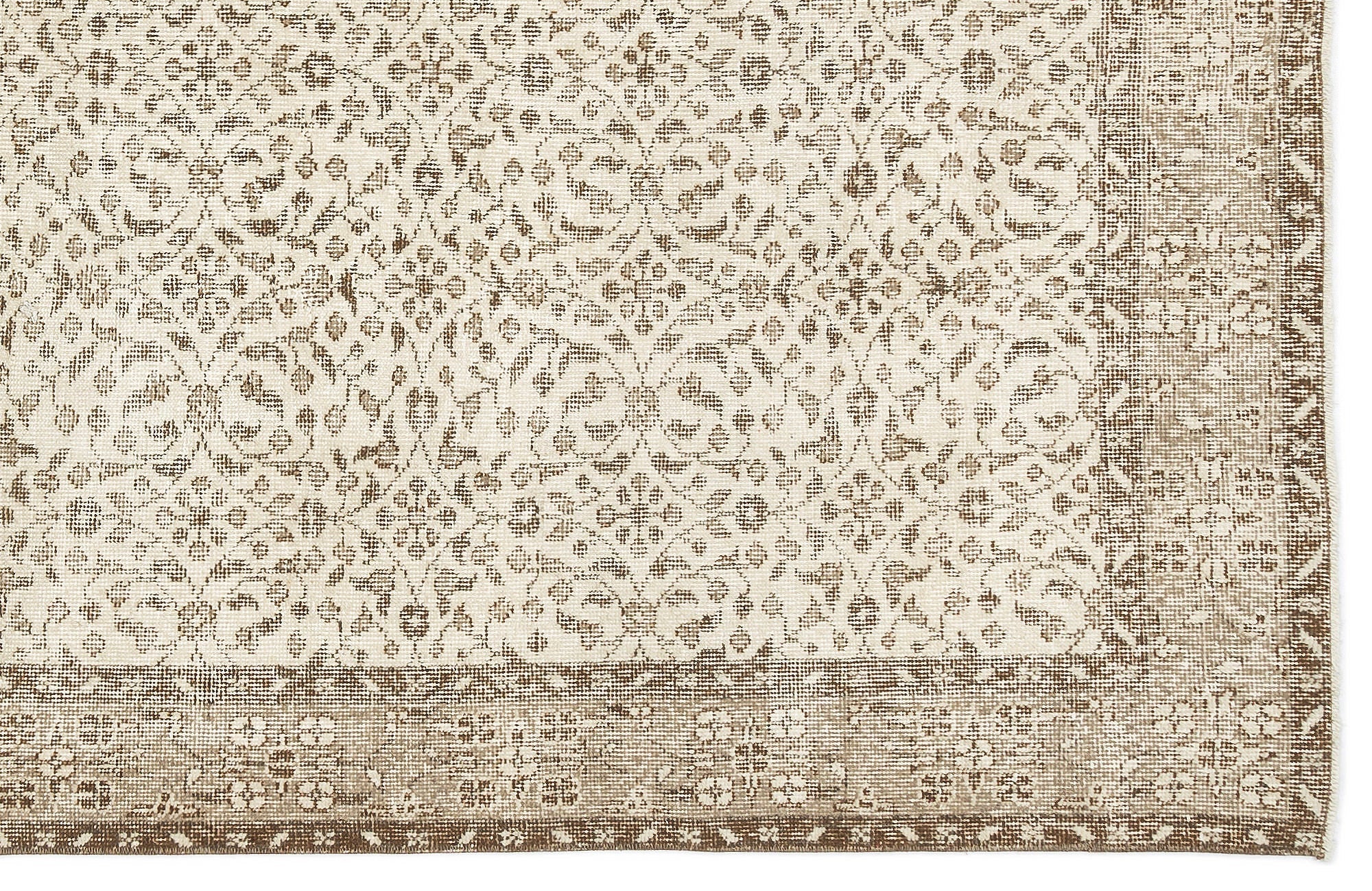 Atina Beige Vintage Wool Handmade Area Rug 5'8" x 9'7"