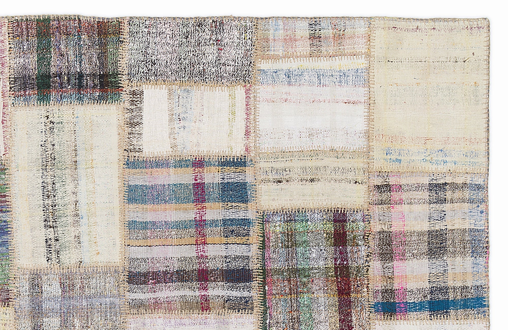 Teselya 1090 Beige Striped Wool Handmade Area Rug 5'3" x 7'7"