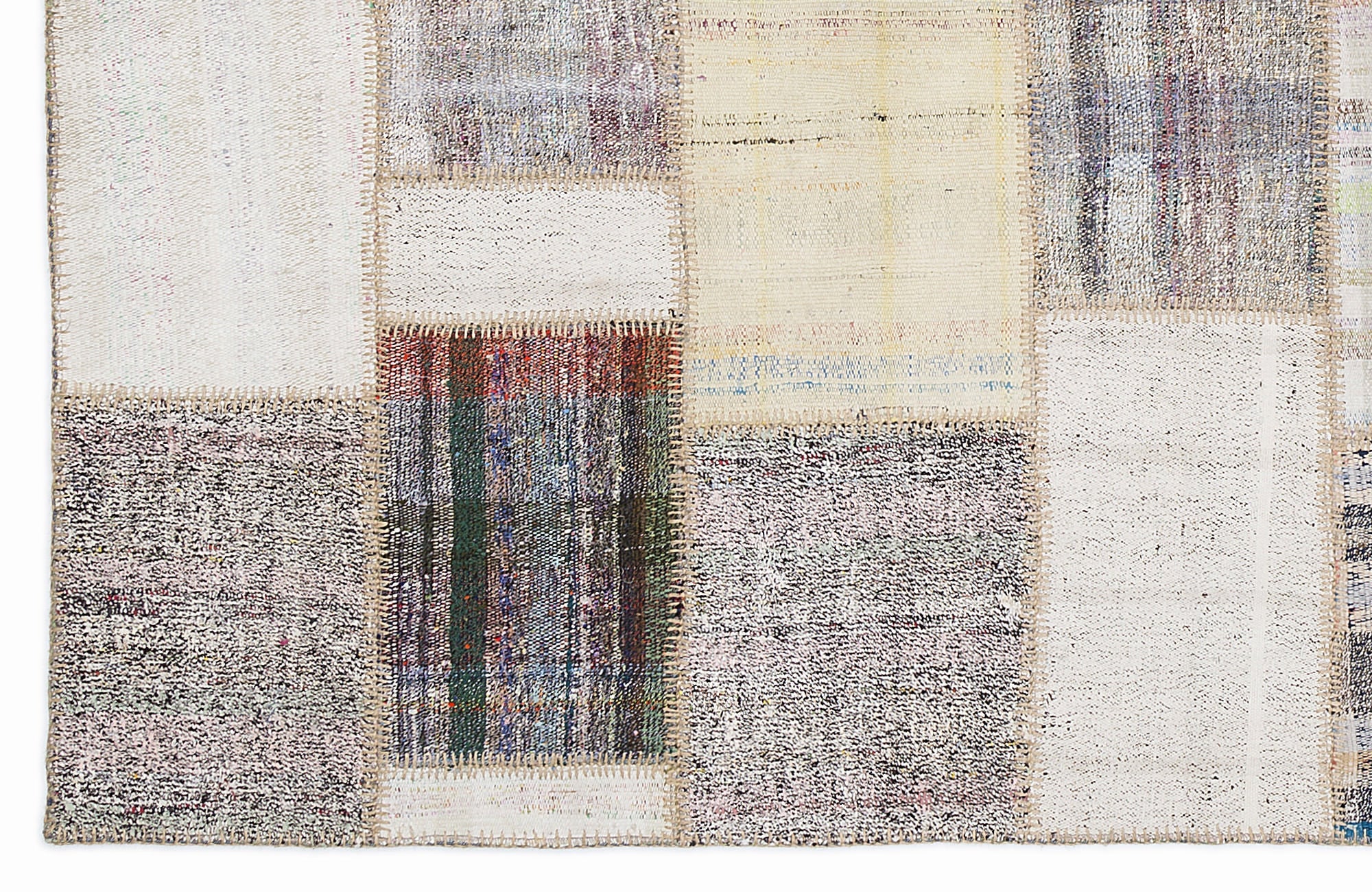 Teselya 1090 Beige Striped Wool Handmade Area Rug 5'3" x 7'7"