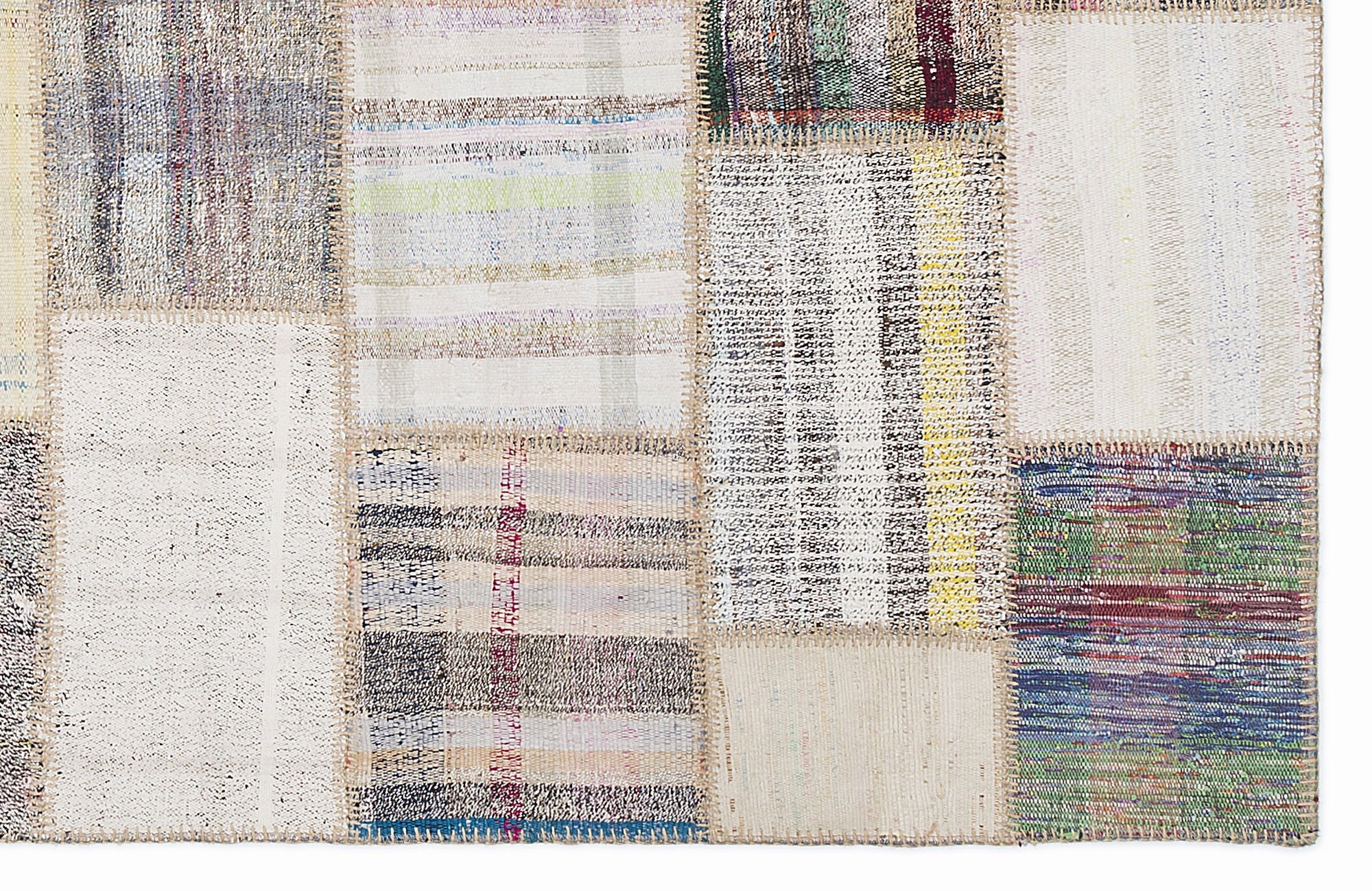 Teselya 1090 Beige Striped Wool Handmade Area Rug 5'3" x 7'7"
