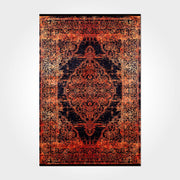 Vintage Chenille Area Rug - Washable Non Slip Red Polyester Cotton Carpet