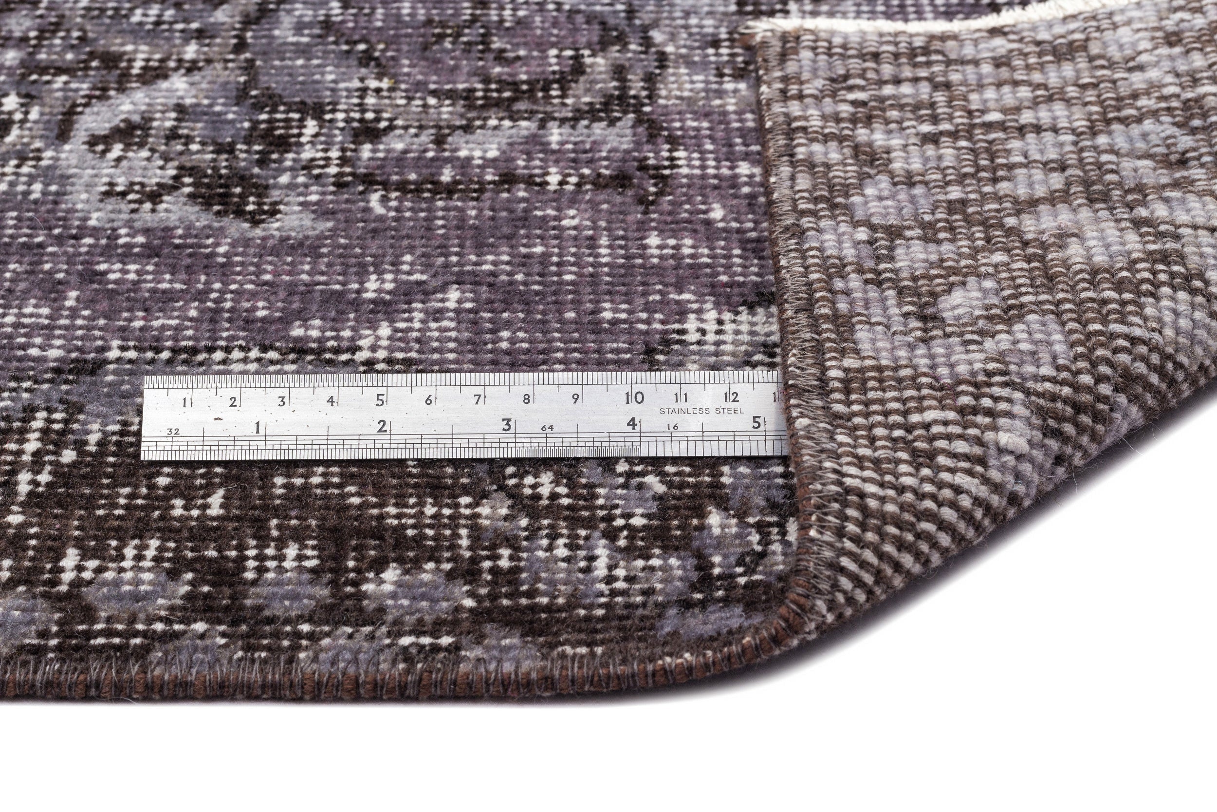 Atina Grey Vintage Wool Handmade Area Rug 3'10" x 6'11"