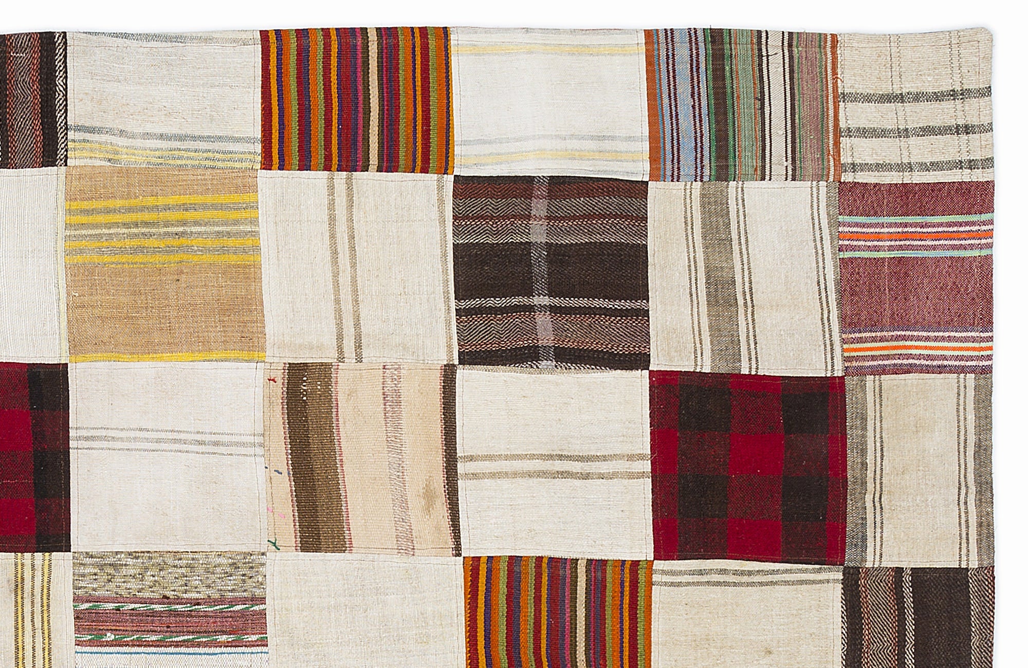 Teselya 1098 Grey Patchwork Wool Handmade Area Rug 5'3" x 7'7"