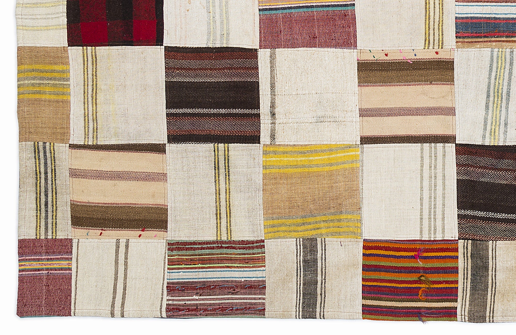 Teselya 1098 Grey Patchwork Wool Handmade Area Rug 5'3" x 7'7"