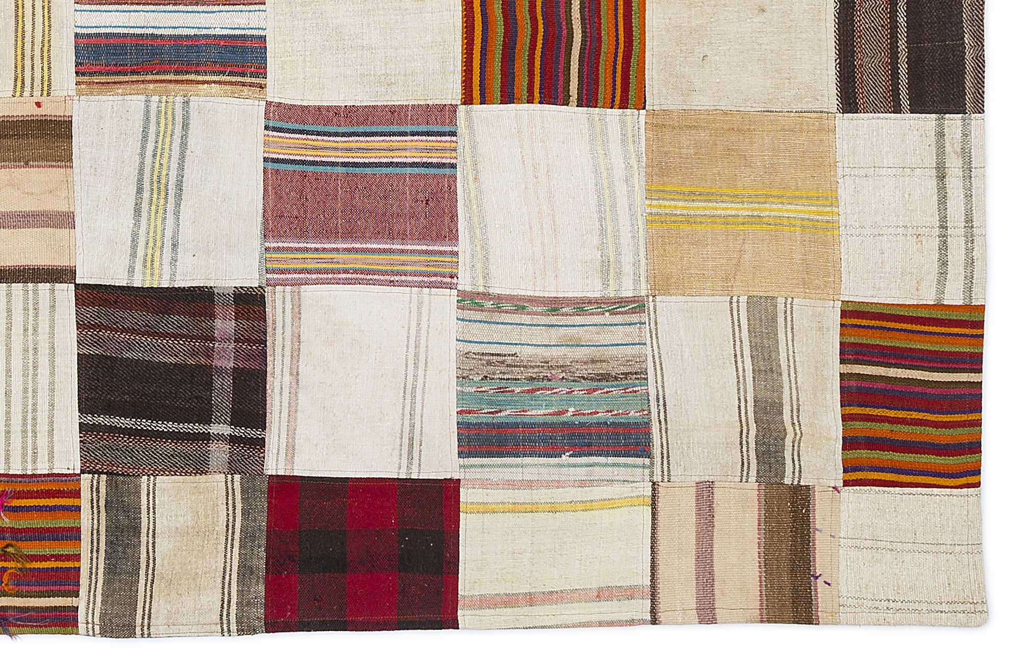 Teselya 1098 Grey Patchwork Wool Handmade Area Rug 5'3" x 7'7"