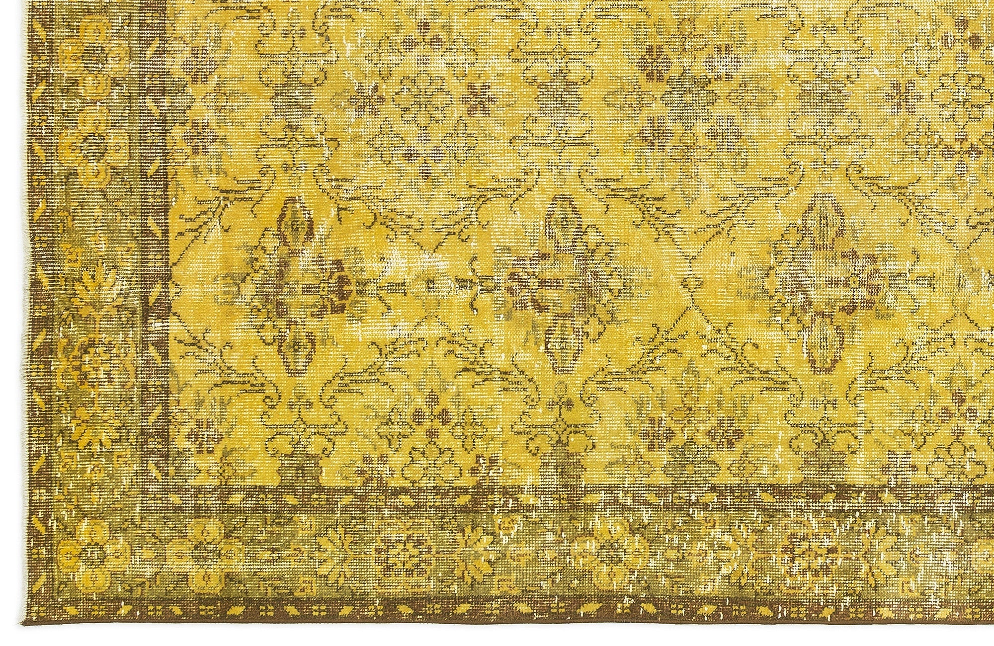 Atina Yellow Vintage Wool Handmade Area Rug 5'6" x 8'4"