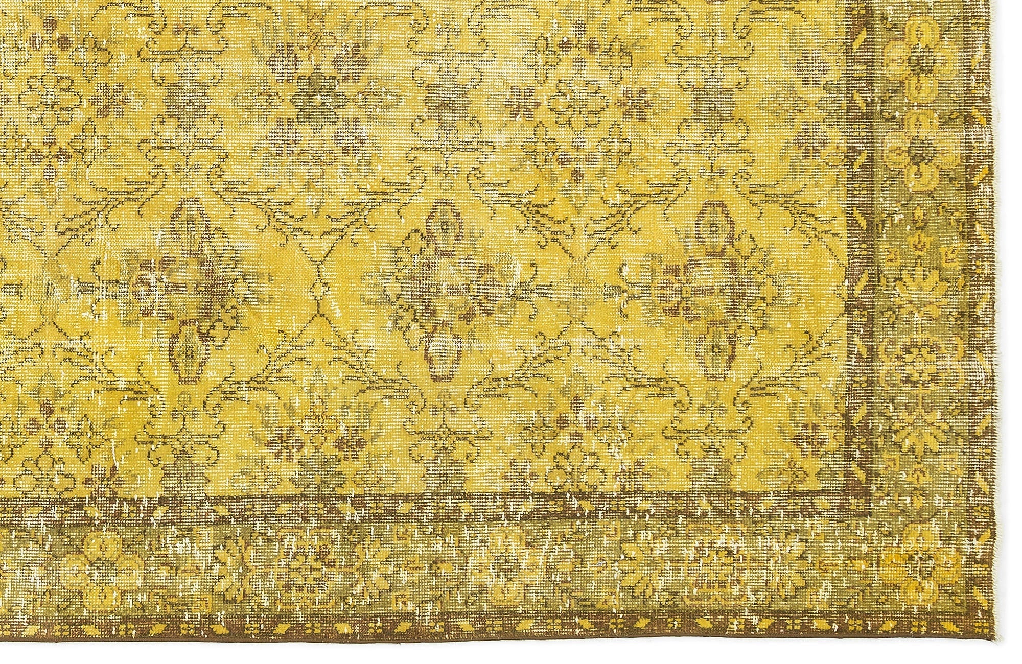 Atina Yellow Vintage Wool Handmade Area Rug 5'6" x 8'4"