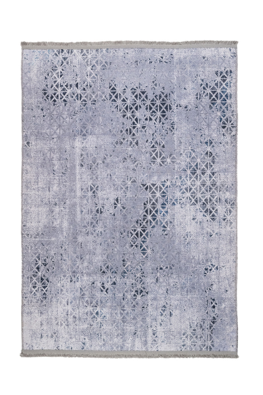 Geometric Area Rug - Grey Cotton Chenille Digital Print Carpet by Pia Monte