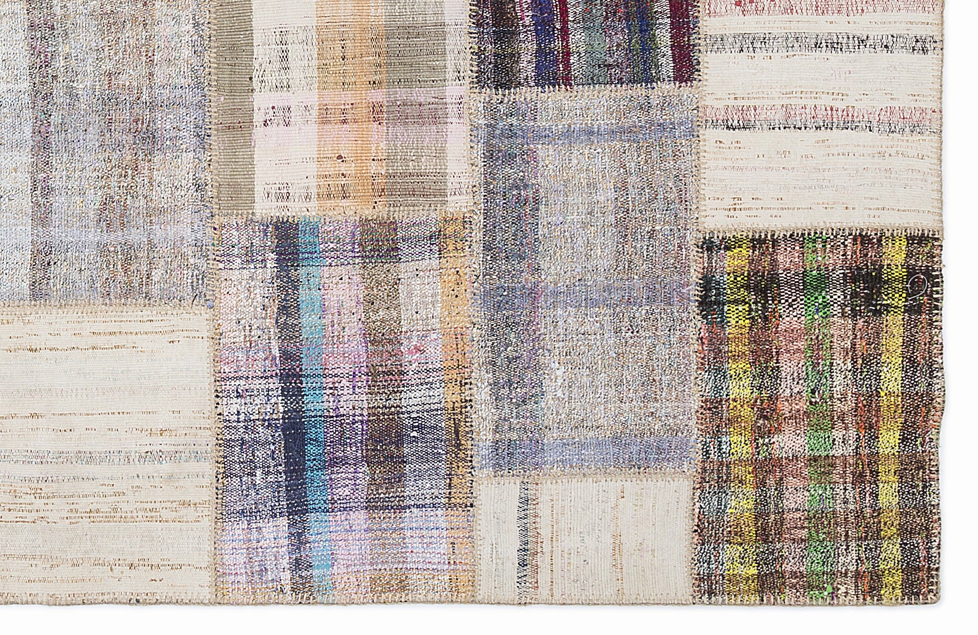 Teselya 1100 Beige Striped Wool Handmade Area Rug 5'3" x 7'7"