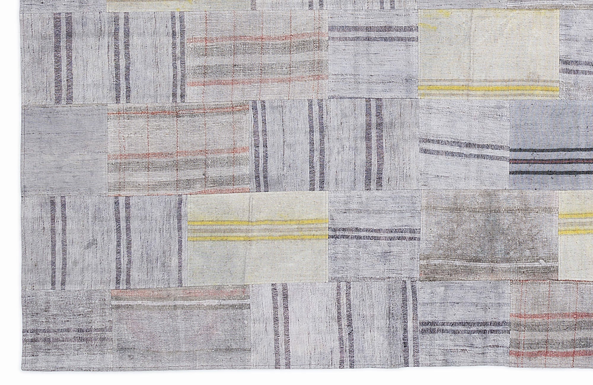 Teselya 1103 Beige Striped Wool Handmade Area Rug 5'3" x 7'7"