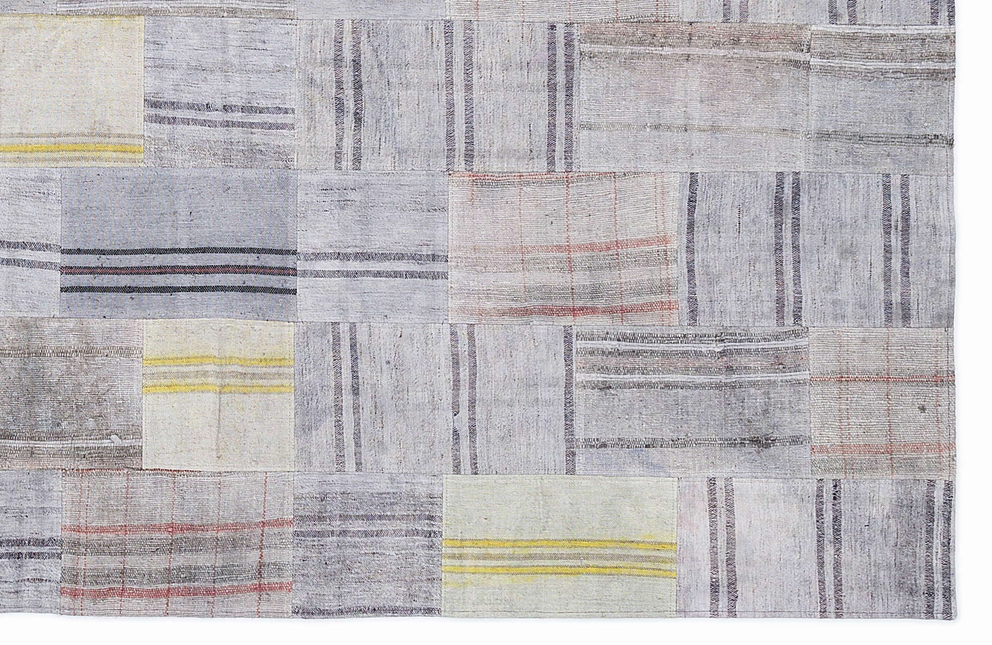 Teselya 1103 Beige Striped Wool Handmade Area Rug 5'3" x 7'7"