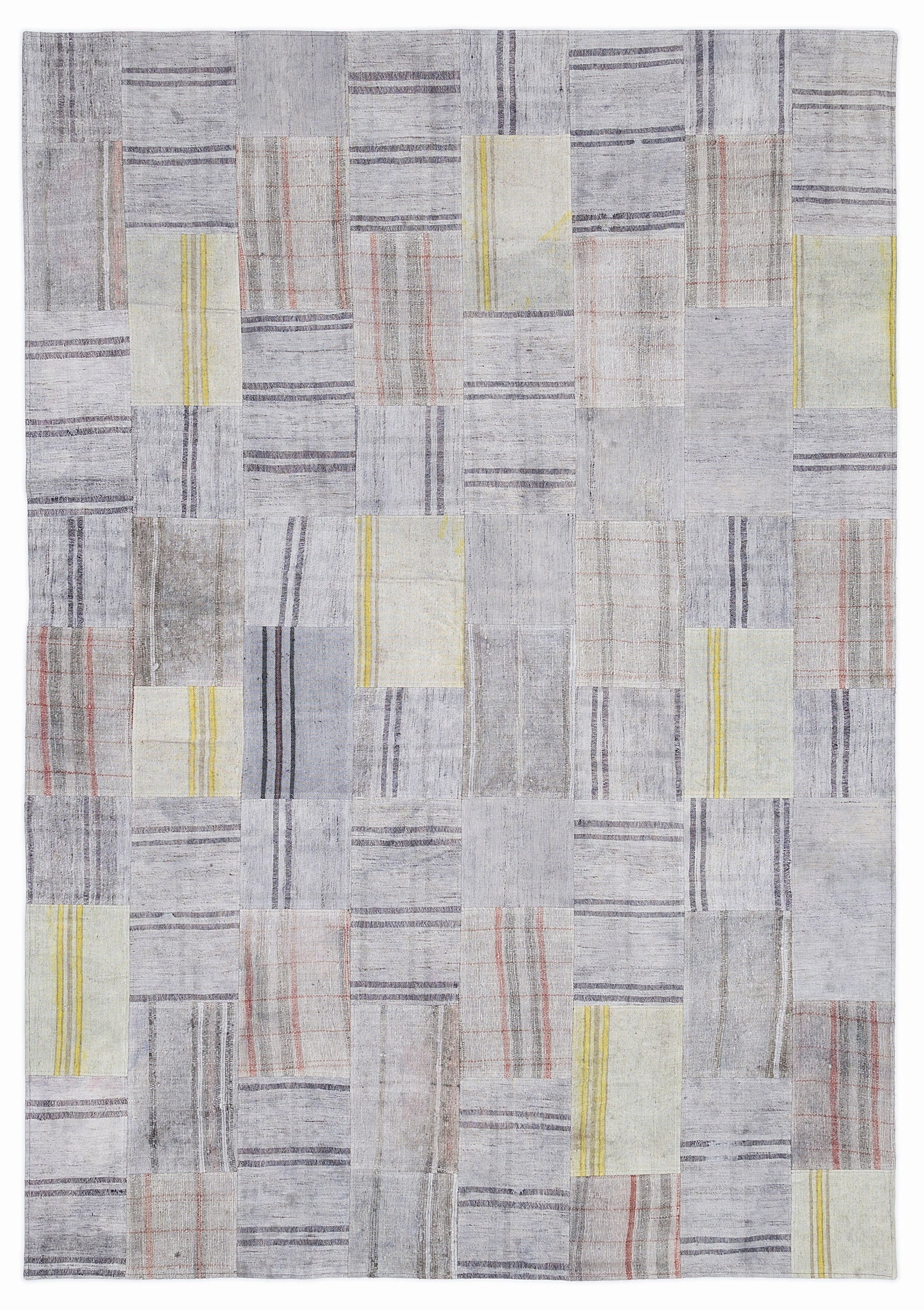 Teselya 1103 Beige Striped Wool Handmade Area Rug 5'3" x 7'7"