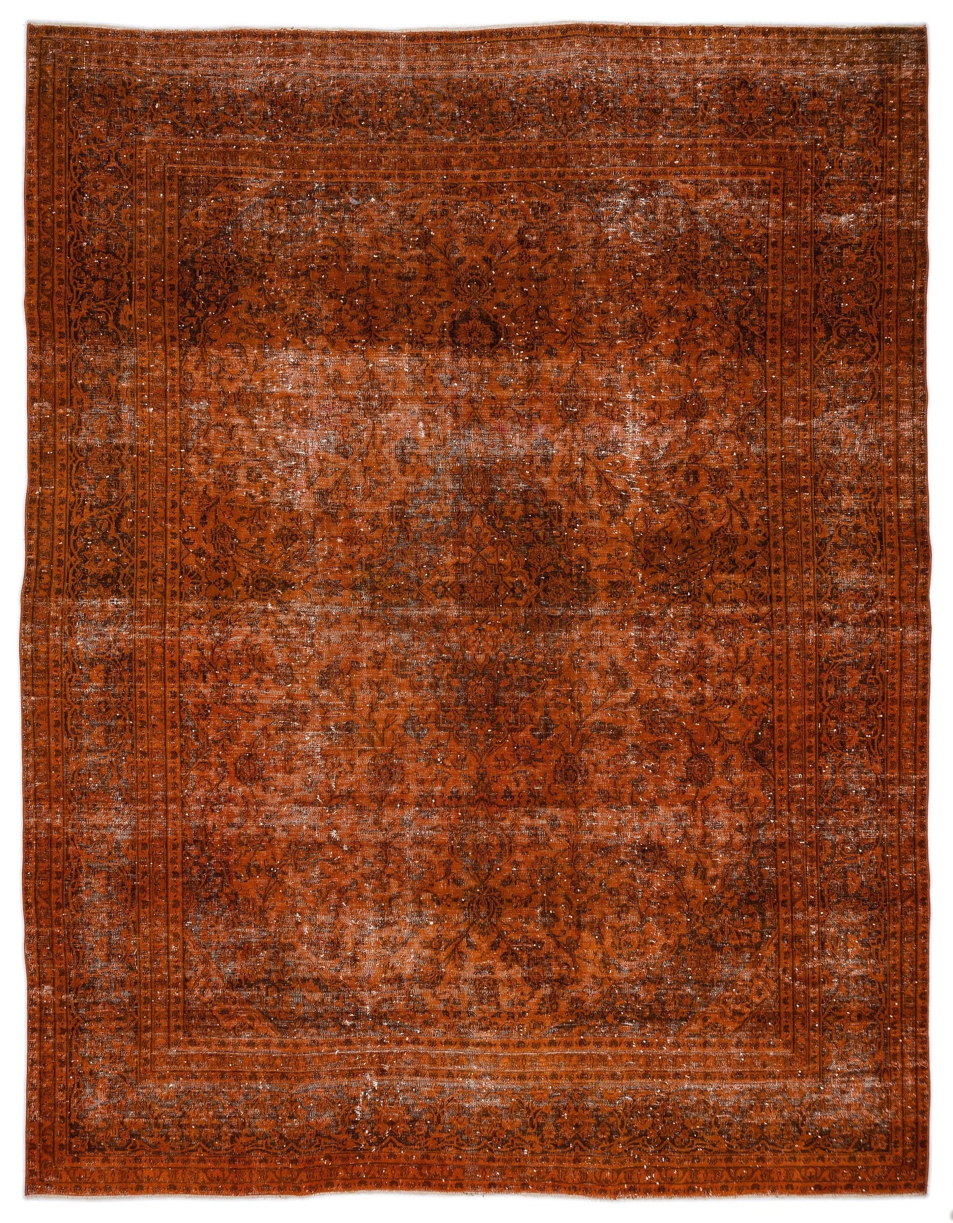 Epir Orange Vintage Wool Handmade Area Rug 9'5" x 12'4"