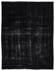 Vintage Wool Rug - Handmade Large Black Wool Carpet 9'10" x 12'9"