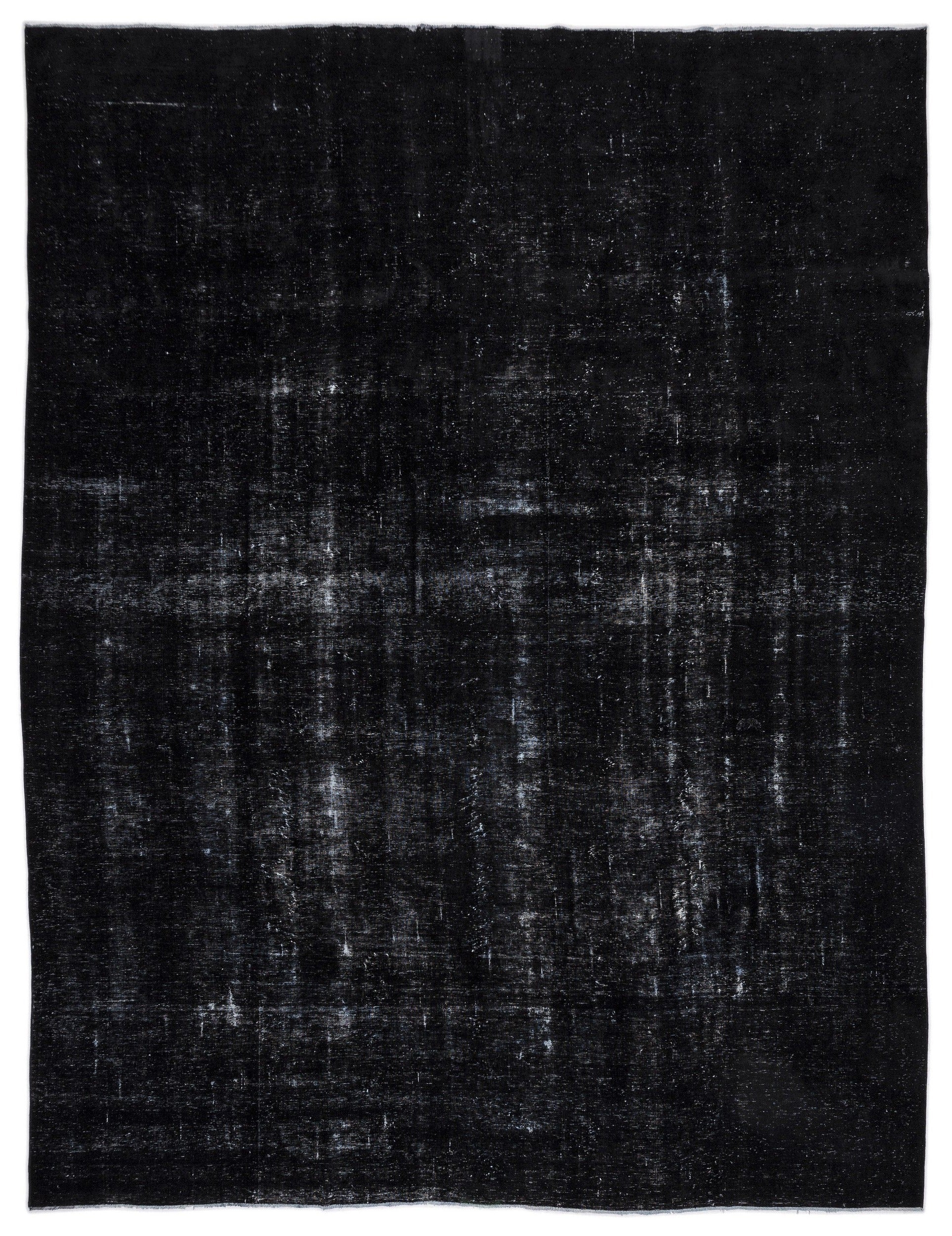 Vintage Wool Rug - Handmade Large Black Wool Carpet 9'10" x 12'9"