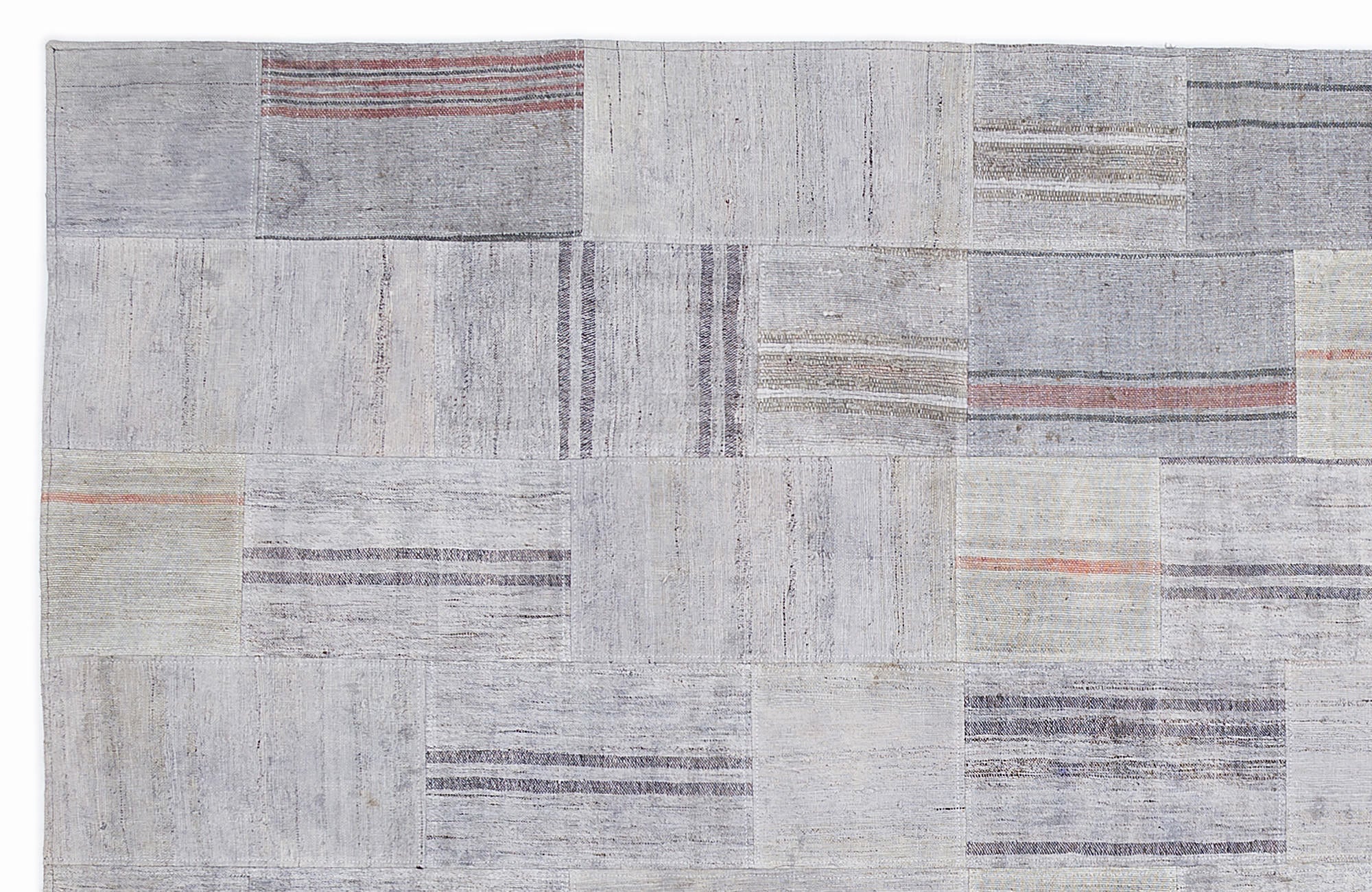 Teselya 1108 Beige Striped Wool Handmade Area Rug 5'3" x 7'7"