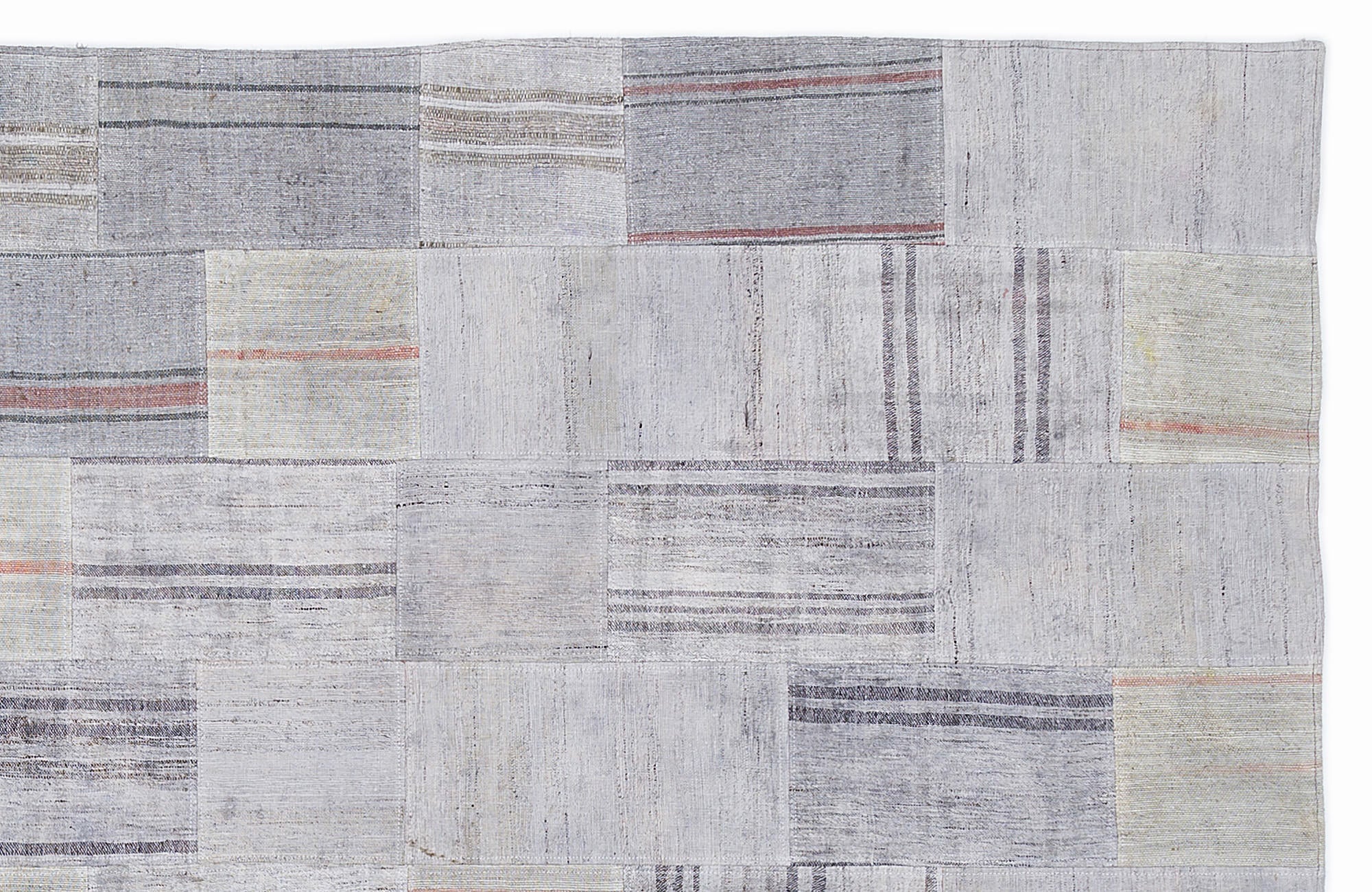 Teselya 1108 Beige Striped Wool Handmade Area Rug 5'3" x 7'7"