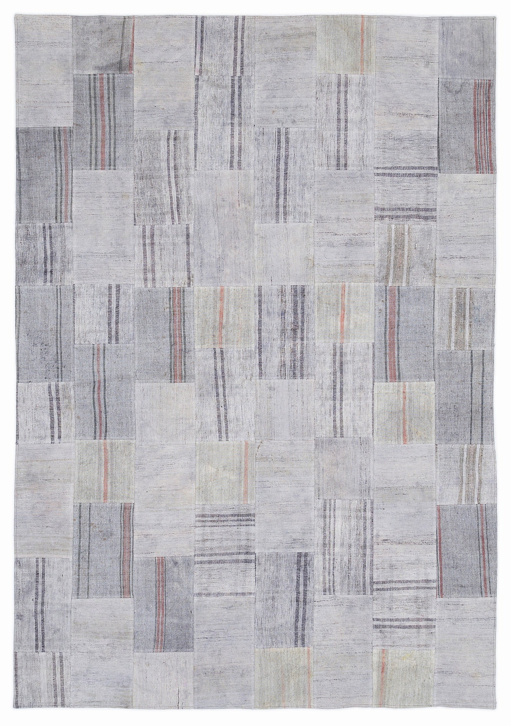 Teselya 1108 Beige Striped Wool Handmade Area Rug 5'3" x 7'7"