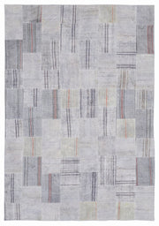 Teselya 1108 Beige Striped Wool Handmade Area Rug 5'3" x 7'7"