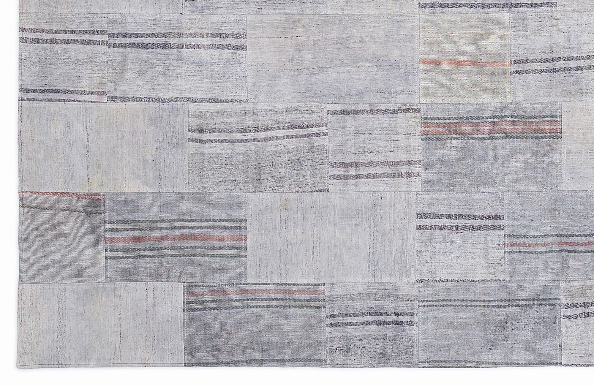 Teselya 1108 Beige Striped Wool Handmade Area Rug 5'3" x 7'7"