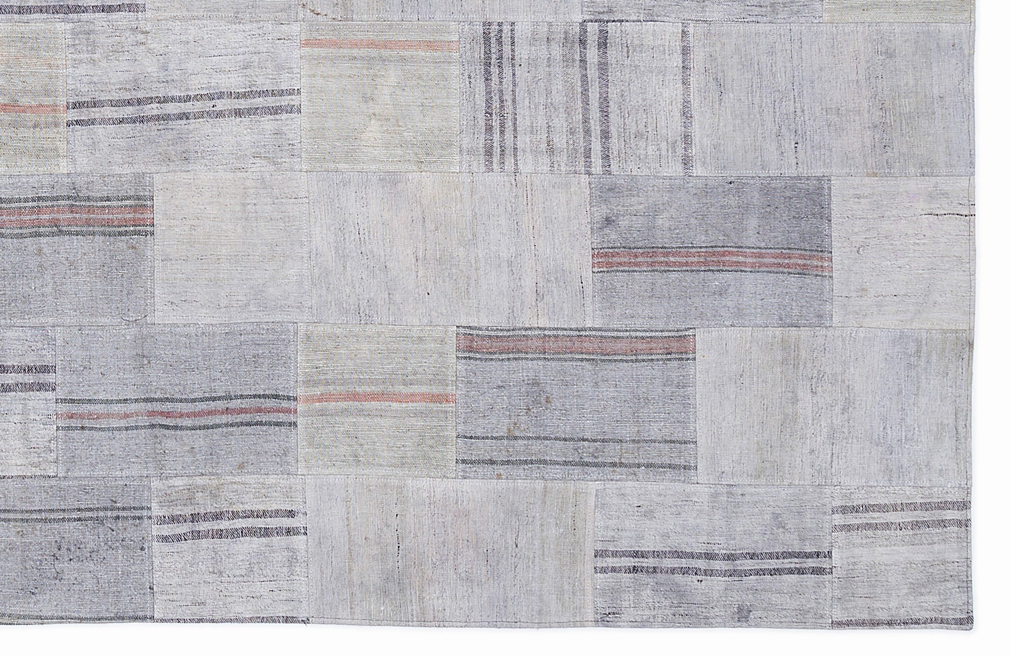 Teselya 1108 Beige Striped Wool Handmade Area Rug 5'3" x 7'7"