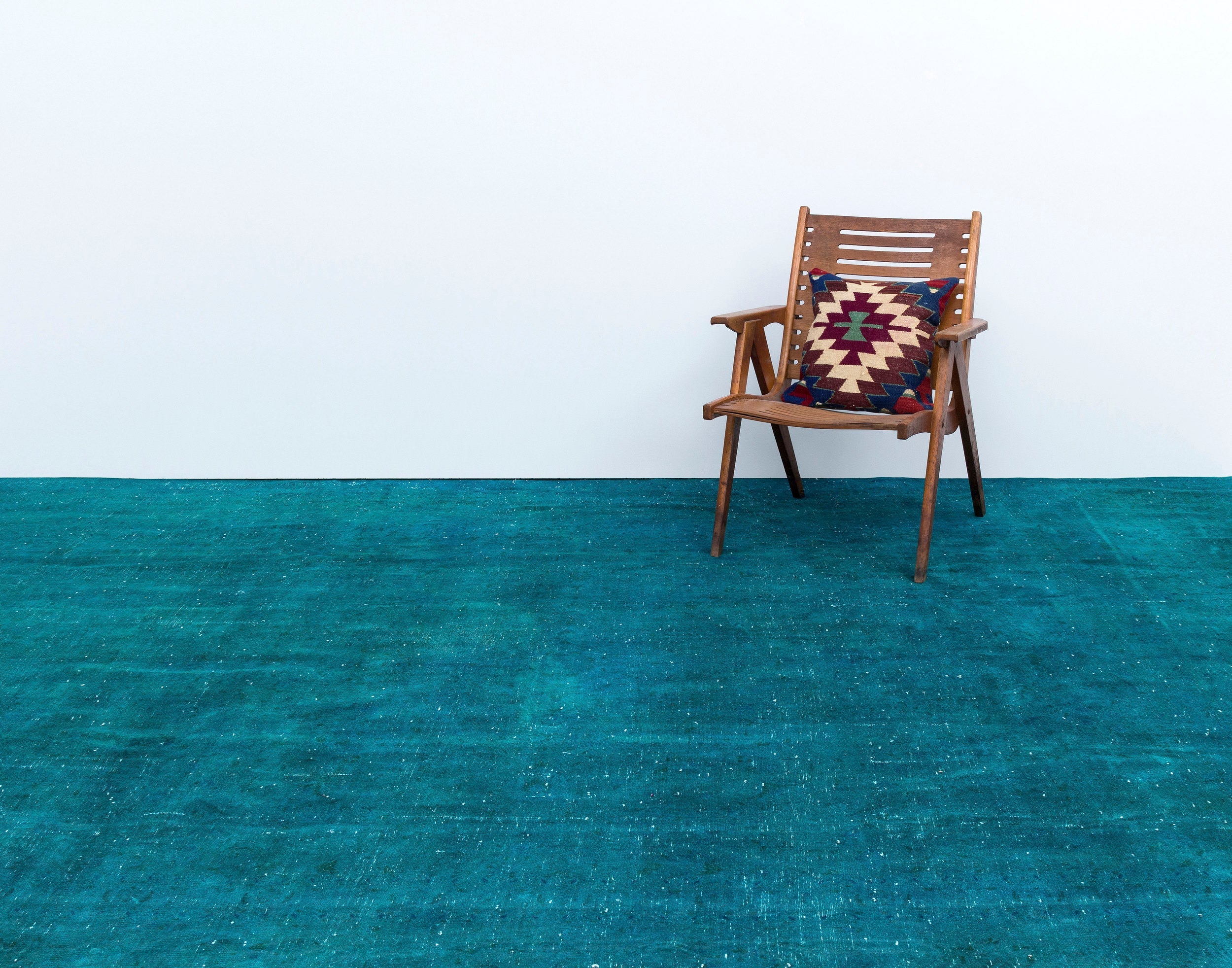 Epir Turquoise Vintage Wool Handmade Area Rug 9'6" x 12'6"