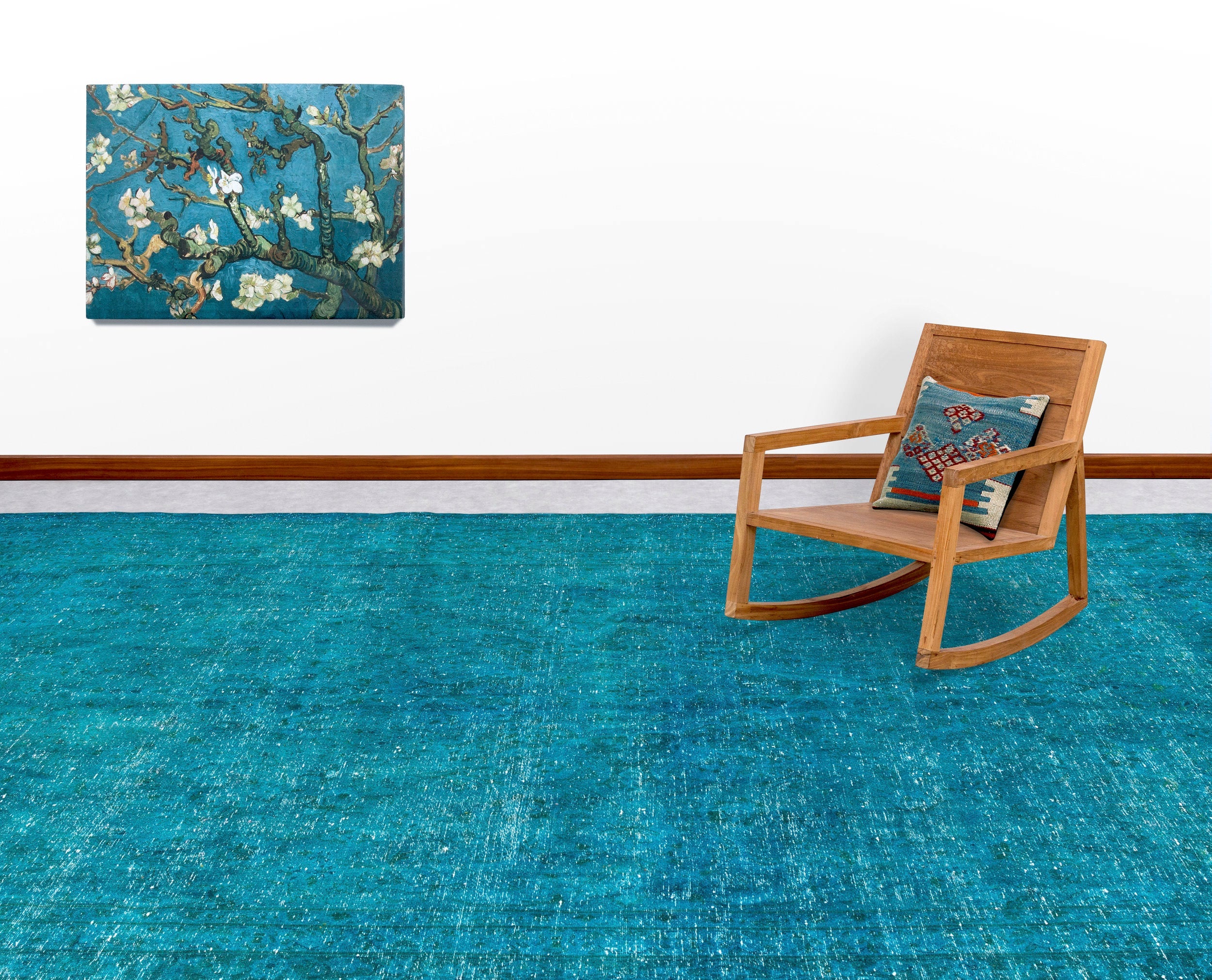 Epir Turquoise Vintage Wool Handmade Area Rug 9'5" x 12'7"