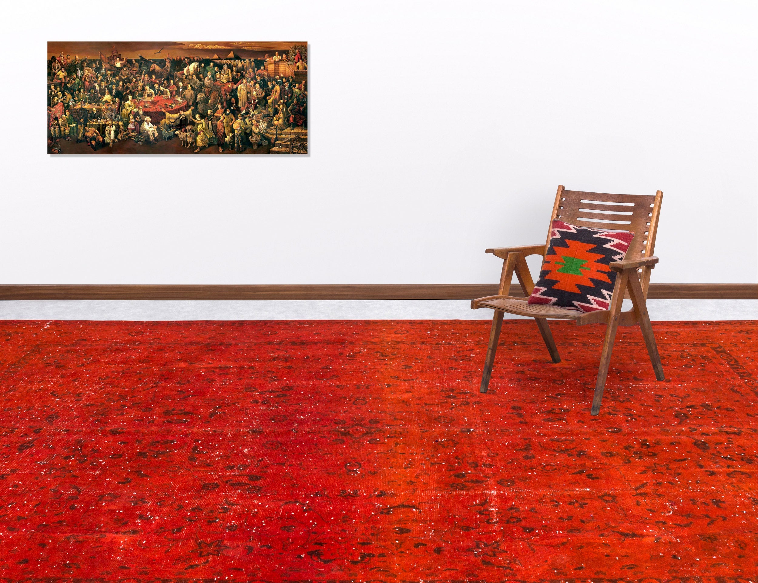 Epir Orange Vintage Wool Handmade Area Rug 9'5" x 12'4"