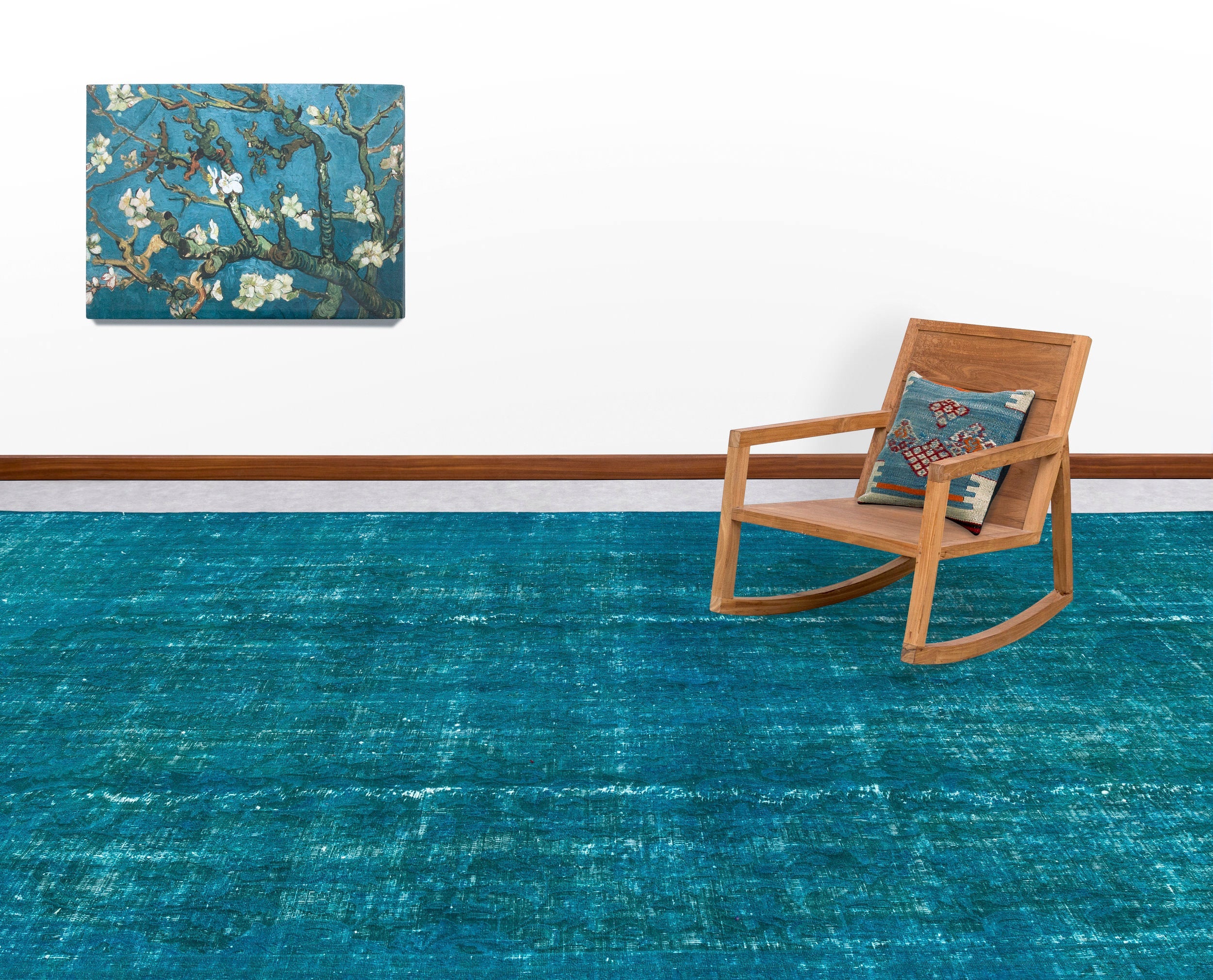 Epir Turquoise Vintage Wool Handmade Area Rug 9'3" x 12'9"