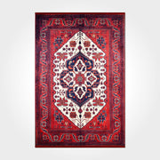 Digital Print Area Rug – Washable Non Slip Red Frame Chenille Cotton Mat